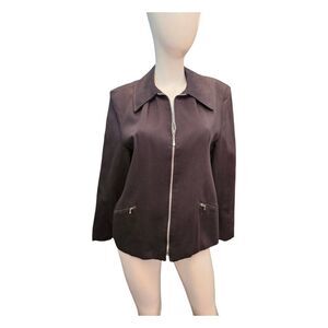 Dumas Black Blazer Size Medium Zip Front Jacket